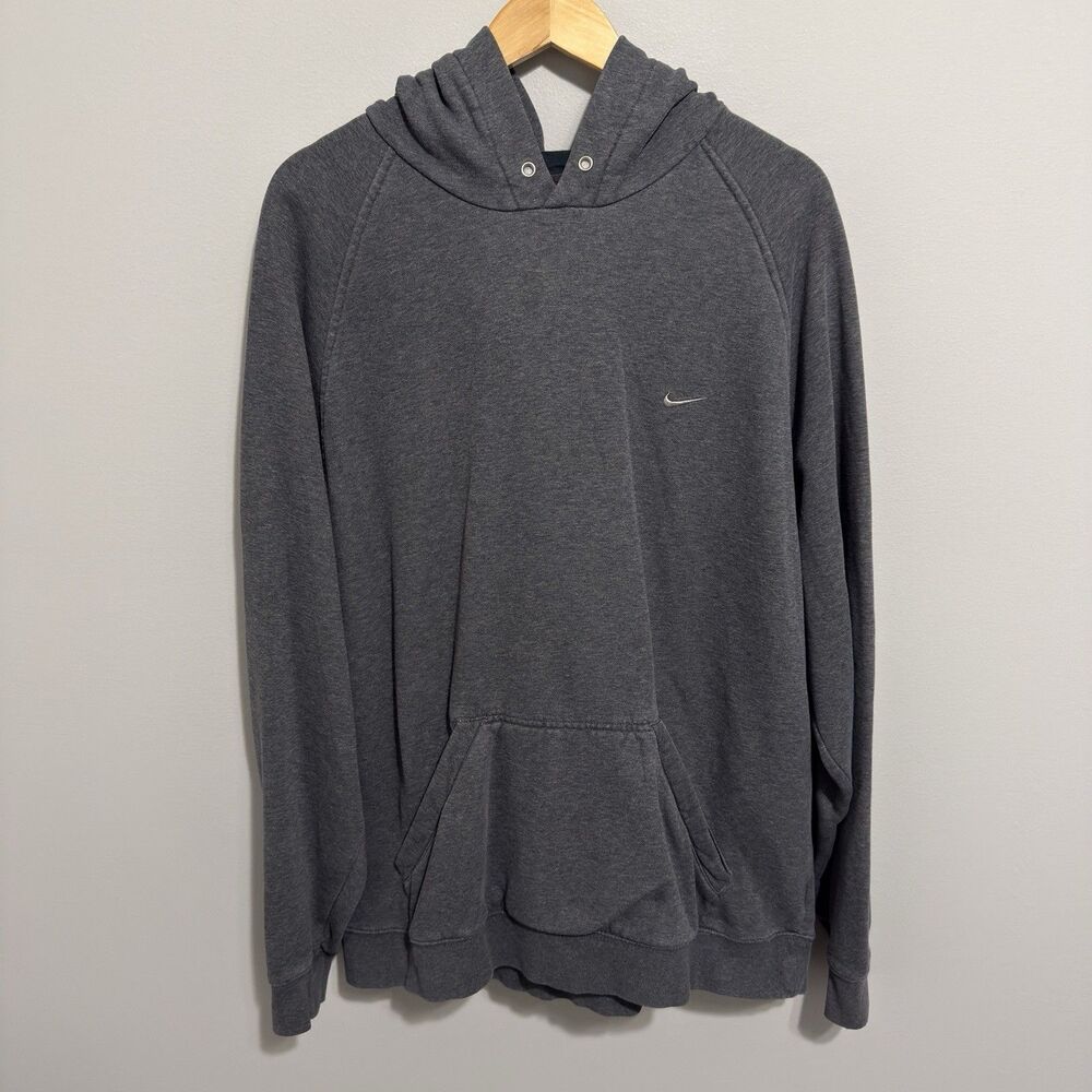 Vintage Nike Hoodie Men's 2XL Gray Sweatshirt Swoosh Y2K 2000s Check